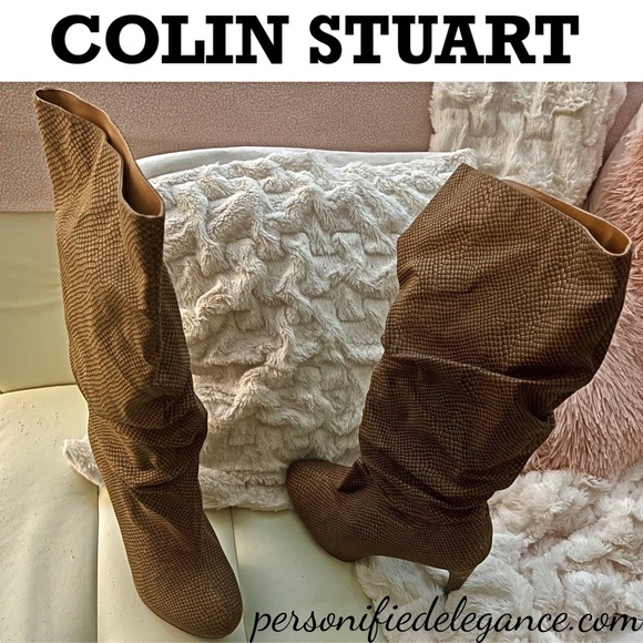 Colin Stuart Faux Leather Animal Print Platform Heeled Boots Size 11B - Picture 16 of 16